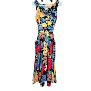 Vtg Karen Alexander Floral Tropical Print Dress Womens Size 8